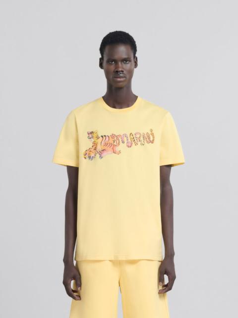 YELLOW ORGANIC JERSEY REGULAR-FIT T-SHIRT WITH PRINT