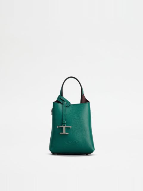 TOD'S MICRO BAG IN LEATHER - BURGUNDY, GREEN