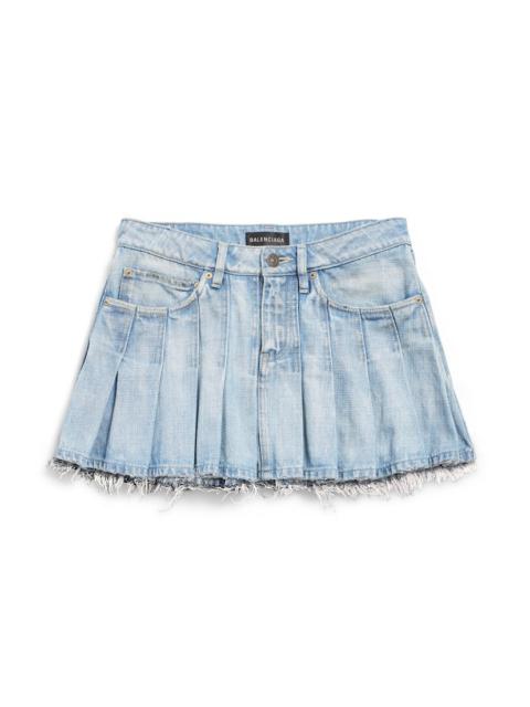 Women's Pleated Mini Skirt in Light Blue