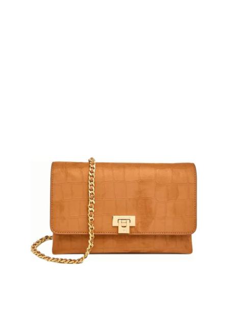 crocodile-effect chain clutch bag