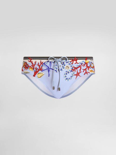 Shell-print swim briefs