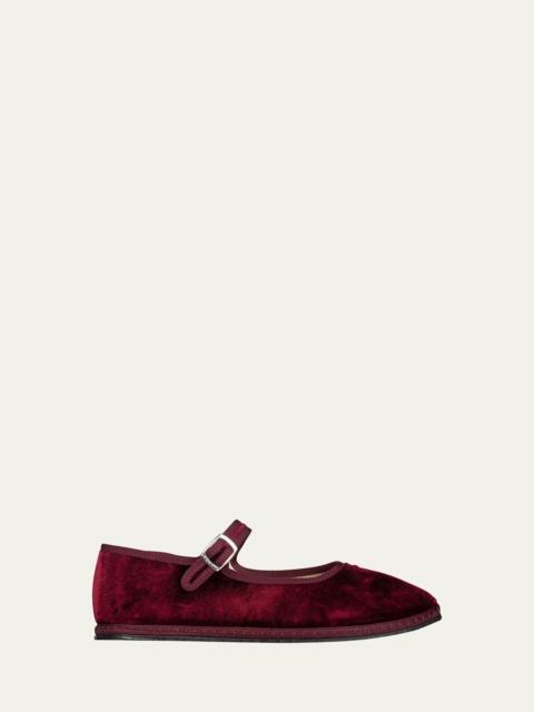 Velvet Mary Jane Ballerina Flats