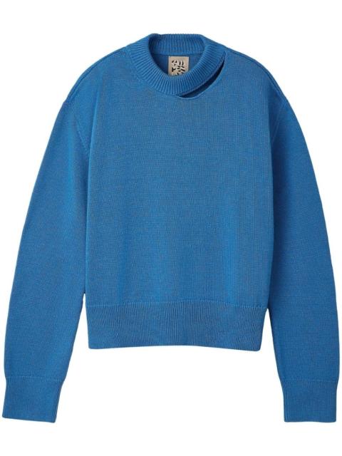 distressed knit sweater