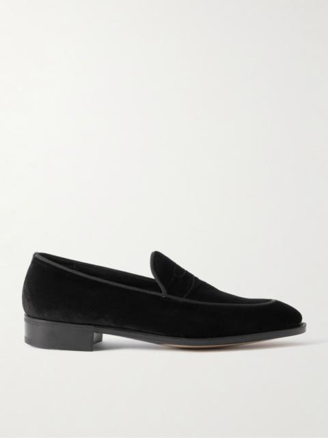 Bill Grosgrain and Leather-Trimmed Velvet Loafers Black
