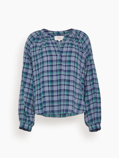 Dara Top in Forest Blue Plaid