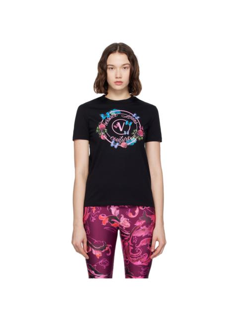 Black Cotton Jersey Screen-Printed T-shirt