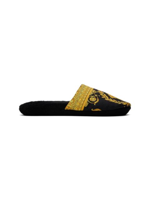 Black & Yellow 'I Heart Baroque' Slippers