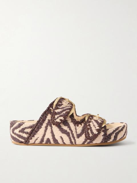 Nico Striped Raffia Sandals