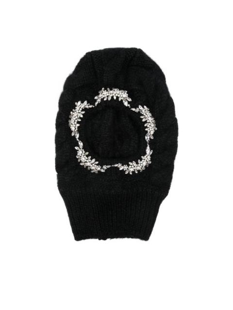 knitted crystal-embellished balaclava hat