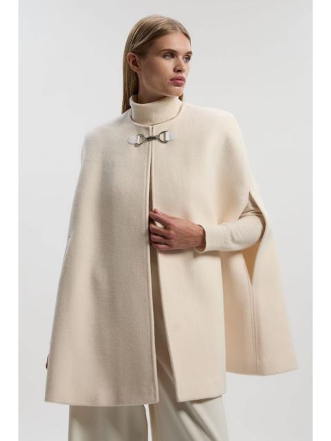Wool Tailored Cape Short Coat