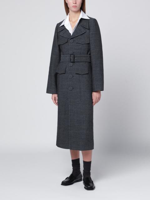Grey wool coat with belt