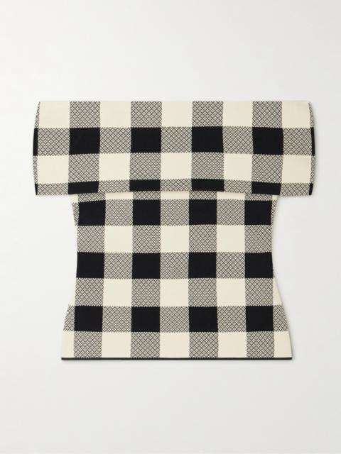 Pippa Off-the-shoulder Checked Jacquard-knit Top