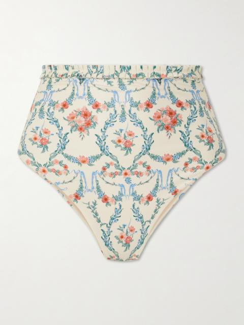 Nopal Mosqueta Ruffled Floral-print Recycled Bikini Briefs