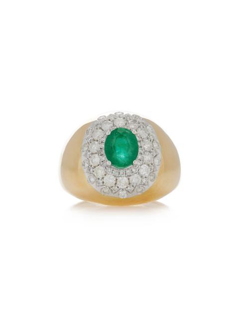18K Yellow Gold Emerald, Diamond Ring green
