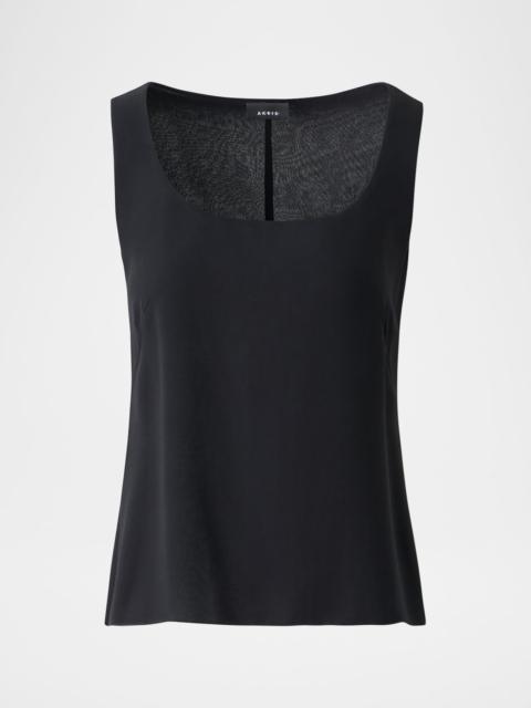 Scoop-Neck Silk Georgette Tank Top