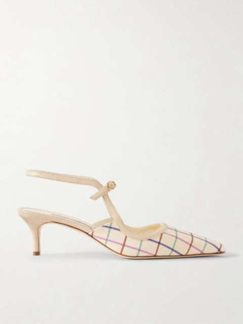 Atochas 50 Leather-trimmed Checked Canvas Pumps