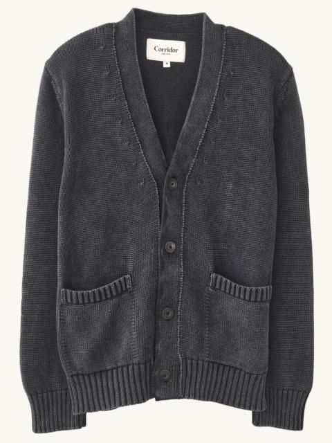 ACID WASH CARDIGAN - BLACK