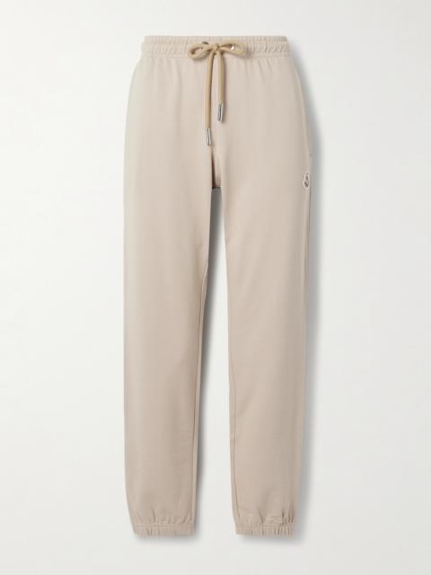 Appliquéd Cotton-jersey Tapered Track Pants