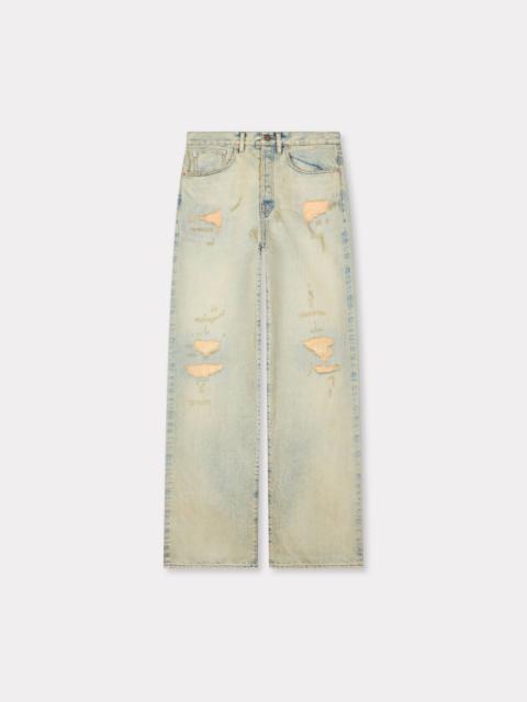 Turn up wide fit jeans in japanese denim