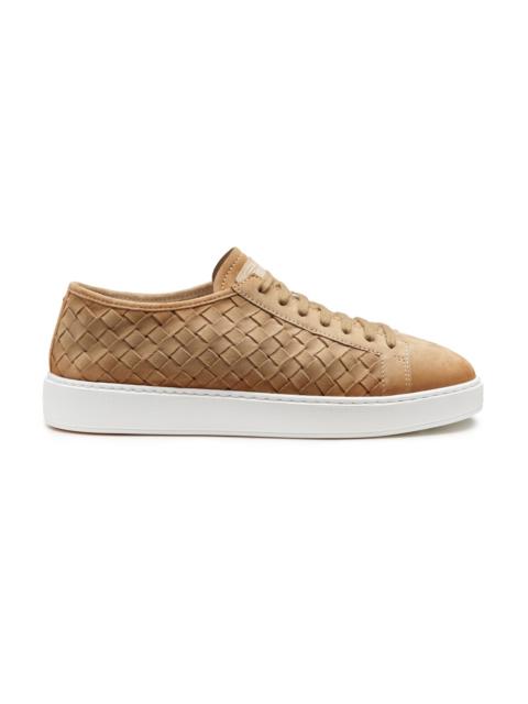 Men's beige woven suede sneaker