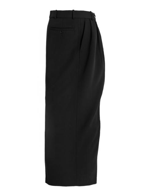 Wool Maxi Trouser Skirt black