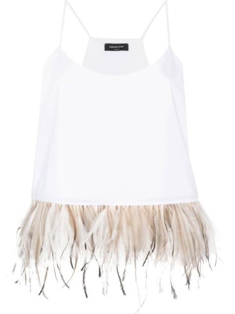 feather-trim sleeveless top