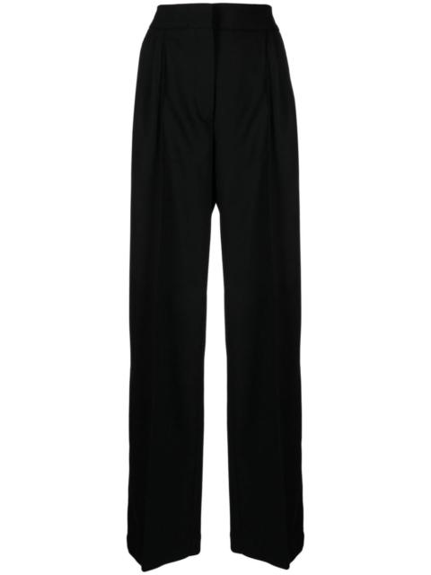 pleated wool-blend wide-leg trousers