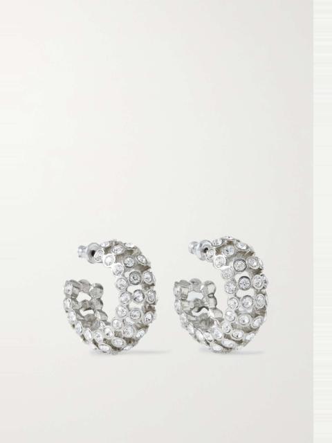 Caterpillar silver-tone crystal hoop earrings