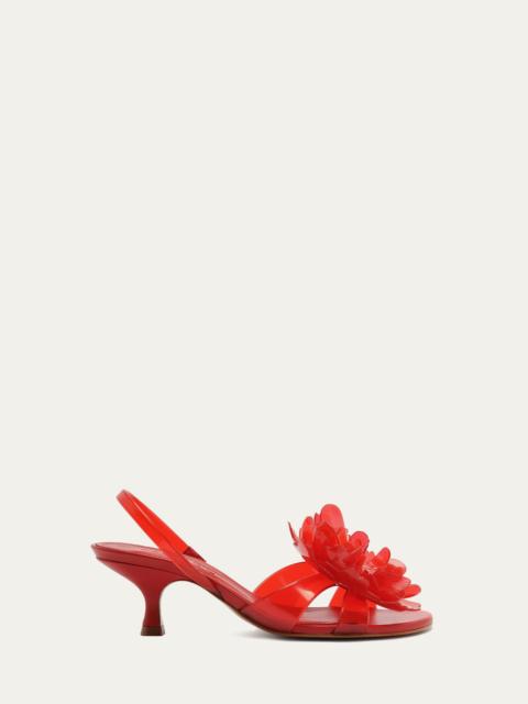 Red Flower Jelly Heeled Sandal