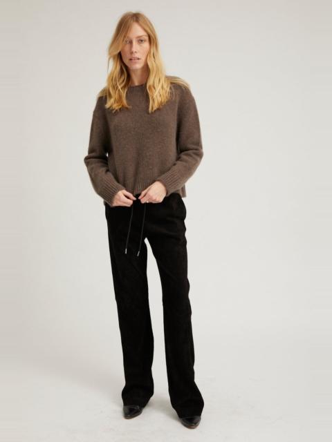 BLACK SUEDE STRAIGHT LEG PANTS