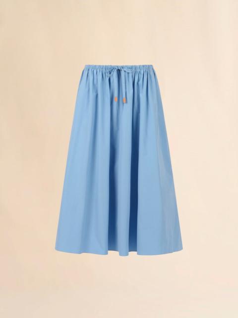 BLUE ORGANIC POPLIN DRAWSTRING SKIRT