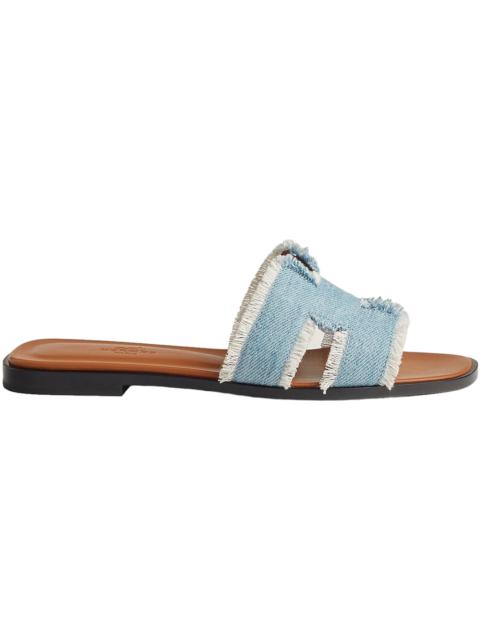 Hermes Oran Sandal Bleu Clair Fringed Denim (Women's)