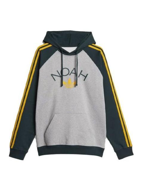 Men's adidas originals x NOAH Crossover 3-stripes Logo Printing Colorblock Pullover Green HC4305