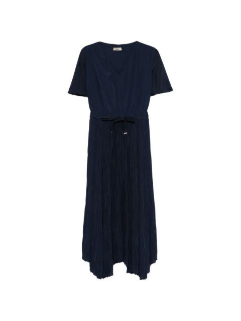 pleated V-neck dress