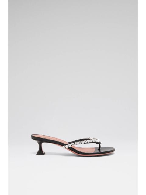 GIGI THONG SANDAL BLACK NAPPA AND WHITE CRYSTALS