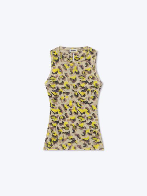 SAFEA - Printed mesh-jersey tank top - Watercolor leopard