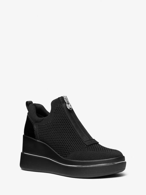 Emmy Stretch Knit Zip Wedge Trainer