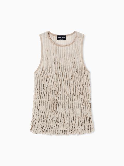 PLEATED SILK AND LUREX TOP