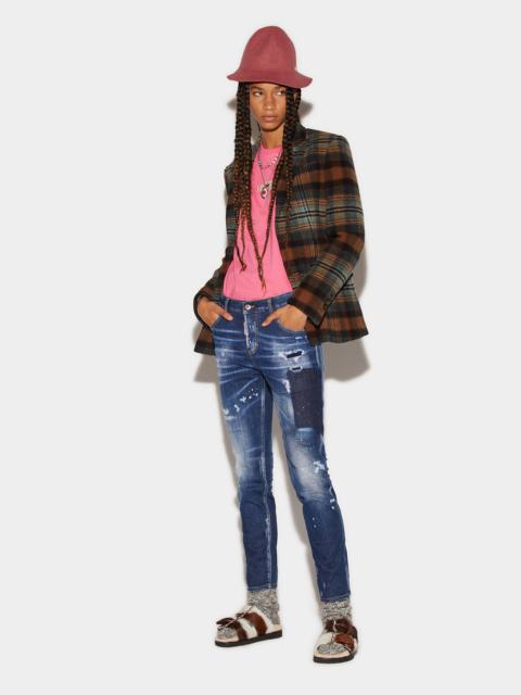 DARK TIFFANY SPOTS WASH COOL GIRL CROPPED JEANS