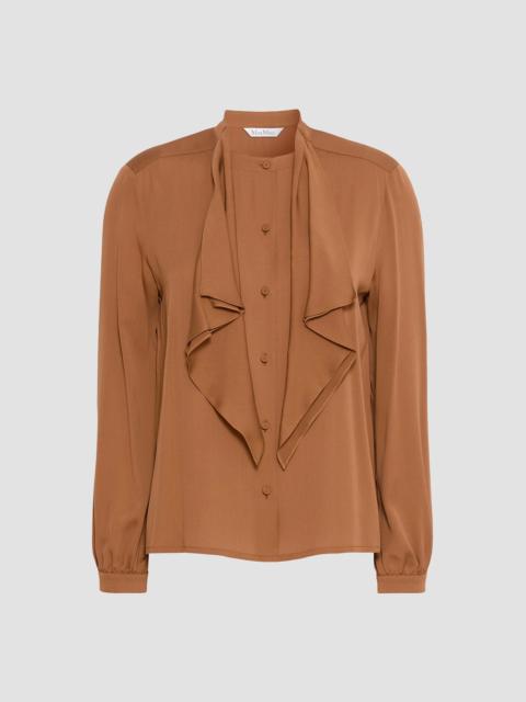 Women's Ruffled Silk Charmeuse Shirt - Tobacco
