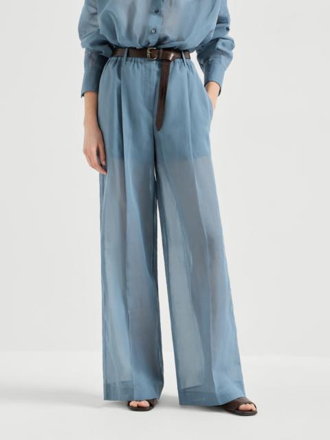 Cotton organza sartorial track trousers with monili