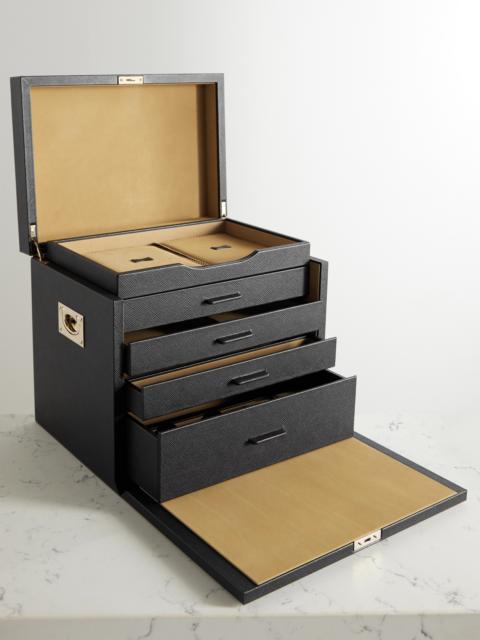 Deluxe Panama Textured-leather Jewelry Box