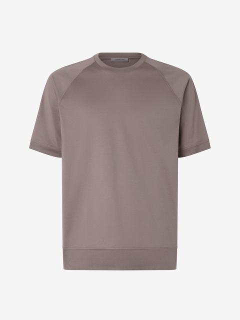 Beige ribbed jersey crew neck t-shirt