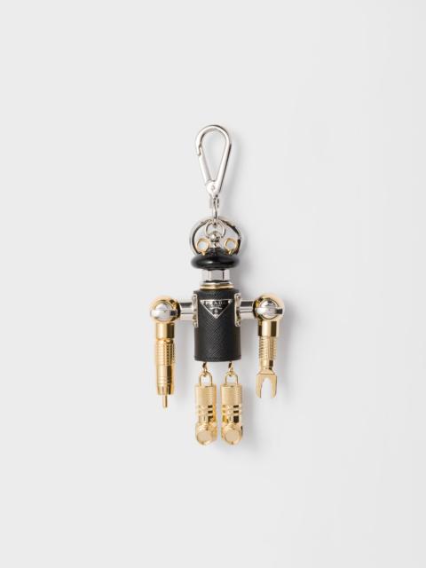 Robot Saffiano leather key ring charm