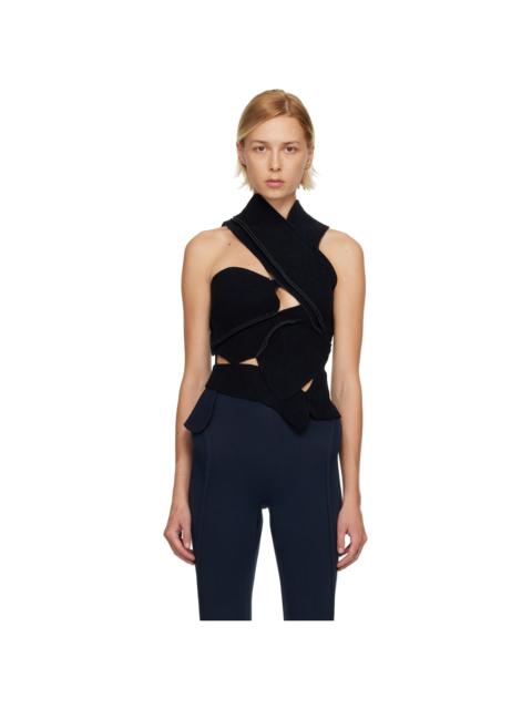Navy Felted Scuba Cut-Out Top