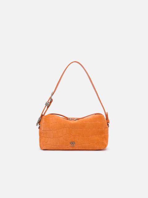 MEDIUM CROSSBODY BOWLER BAG IN CROCODILE-PRINT LEATHER