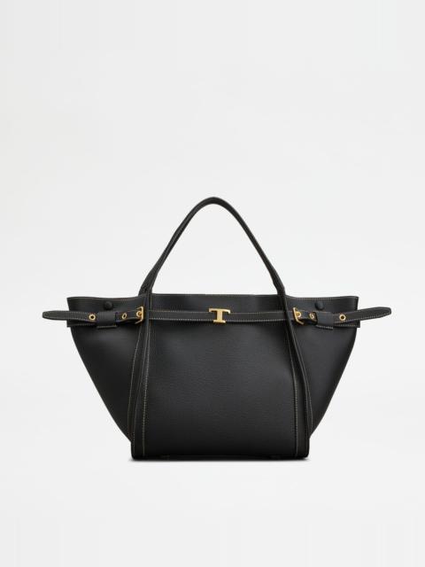 SHOPPING BAG IN LEATHER SMALL - BLACK