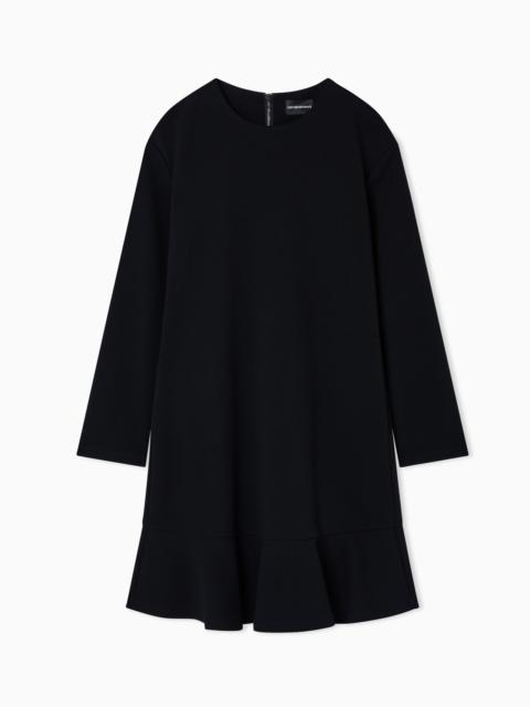 SCUBA CRÊPE SCUBA DRESS WITH A FLOUNCE