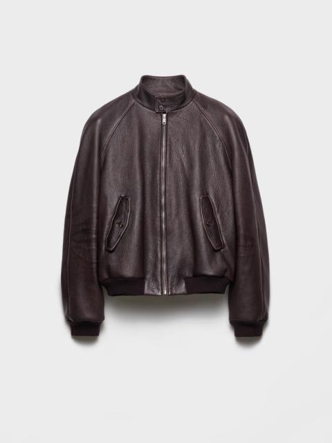 Leather bomber jacket