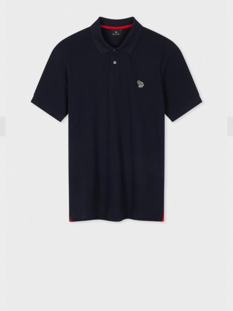 Dark Navy Cotton-Piqué Zebra Logo Polo Shirt